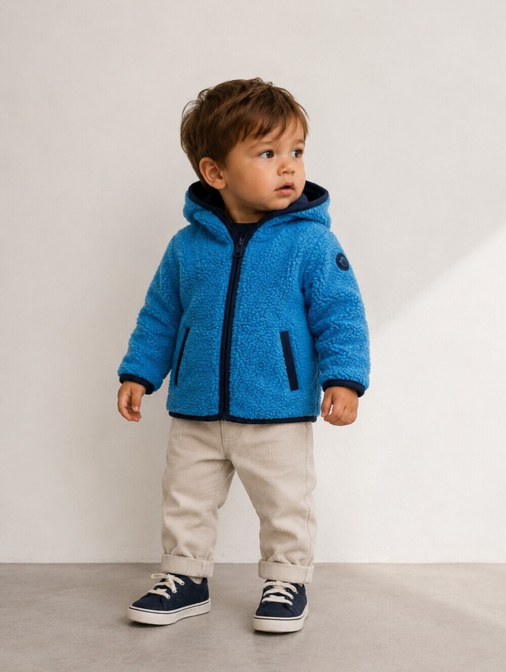 Appaman Baby Blue Sherpa Hooded Jacket 12-18M Teddy Fleece Zip Coat NWT